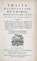 Cover page of Elementary Treatise on Chemistry, by Lavoisier, 1789.  CLICK FOR LARGER PHOTOGRAPH.